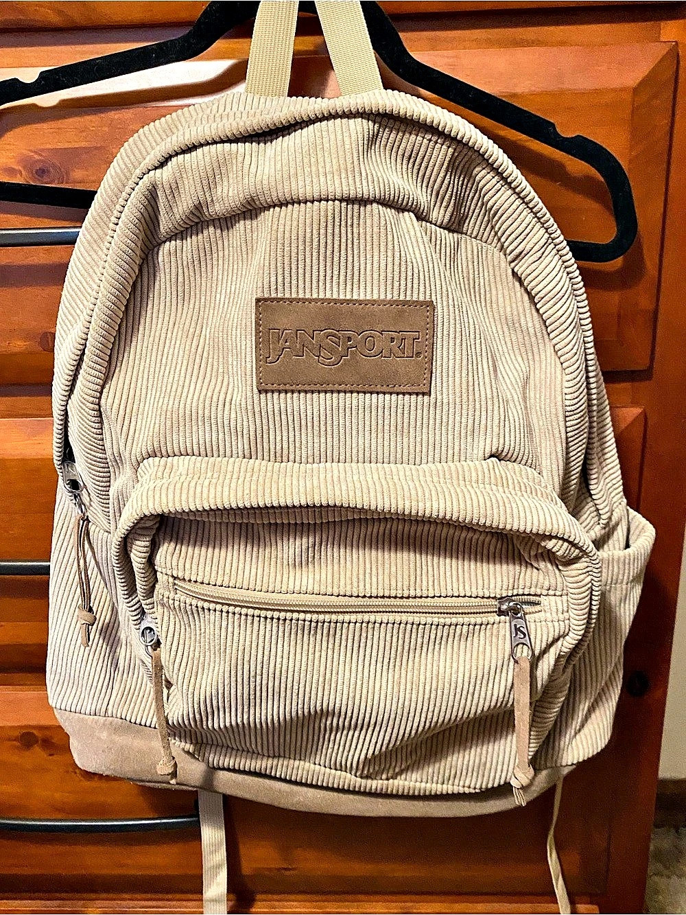 JanSport Corduroy Backpack in Beige EUC